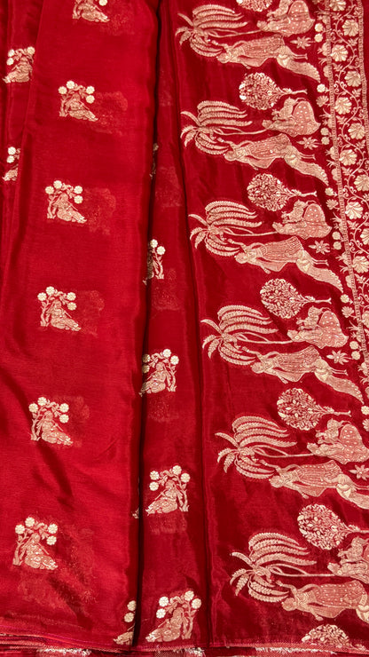 Chinon Crepe Sarees – Graceful, Lightweight & Perfectly Elegant – RED