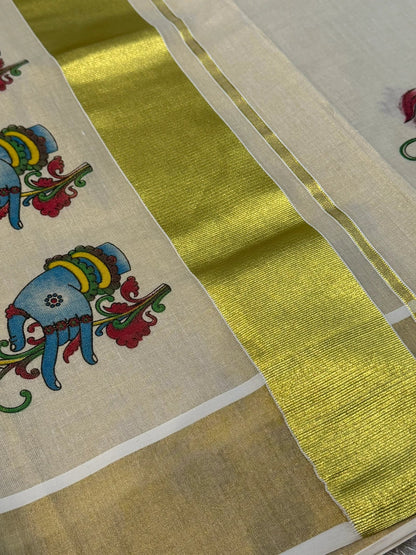 Onam tissue silk saree with gold zari border