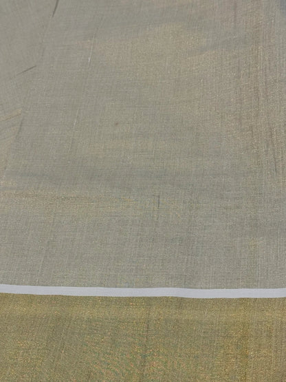 Onam tissue silk saree with gold zari border