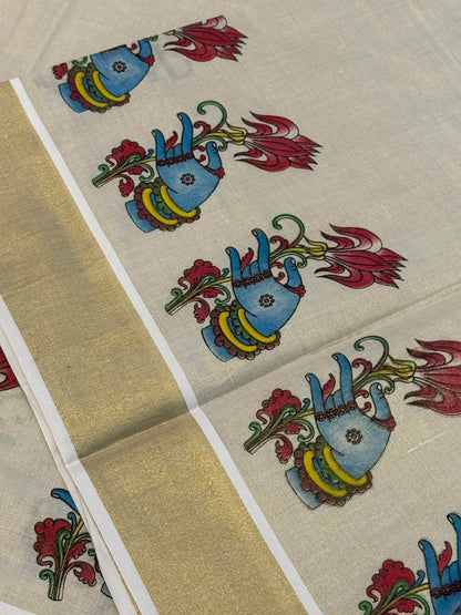 Onam tissue silk saree with gold zari border