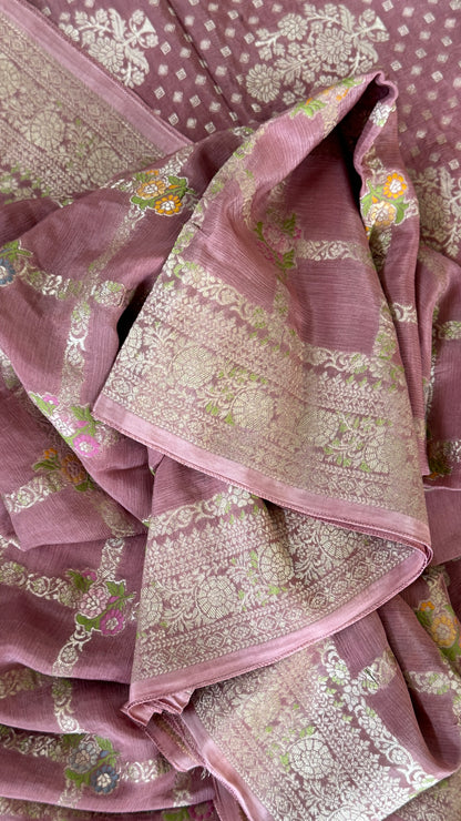 Munga Silk Banarasi Sarees - Mauve