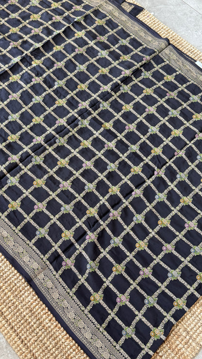 Munga Silk Banarasi Sarees - Black Elegance