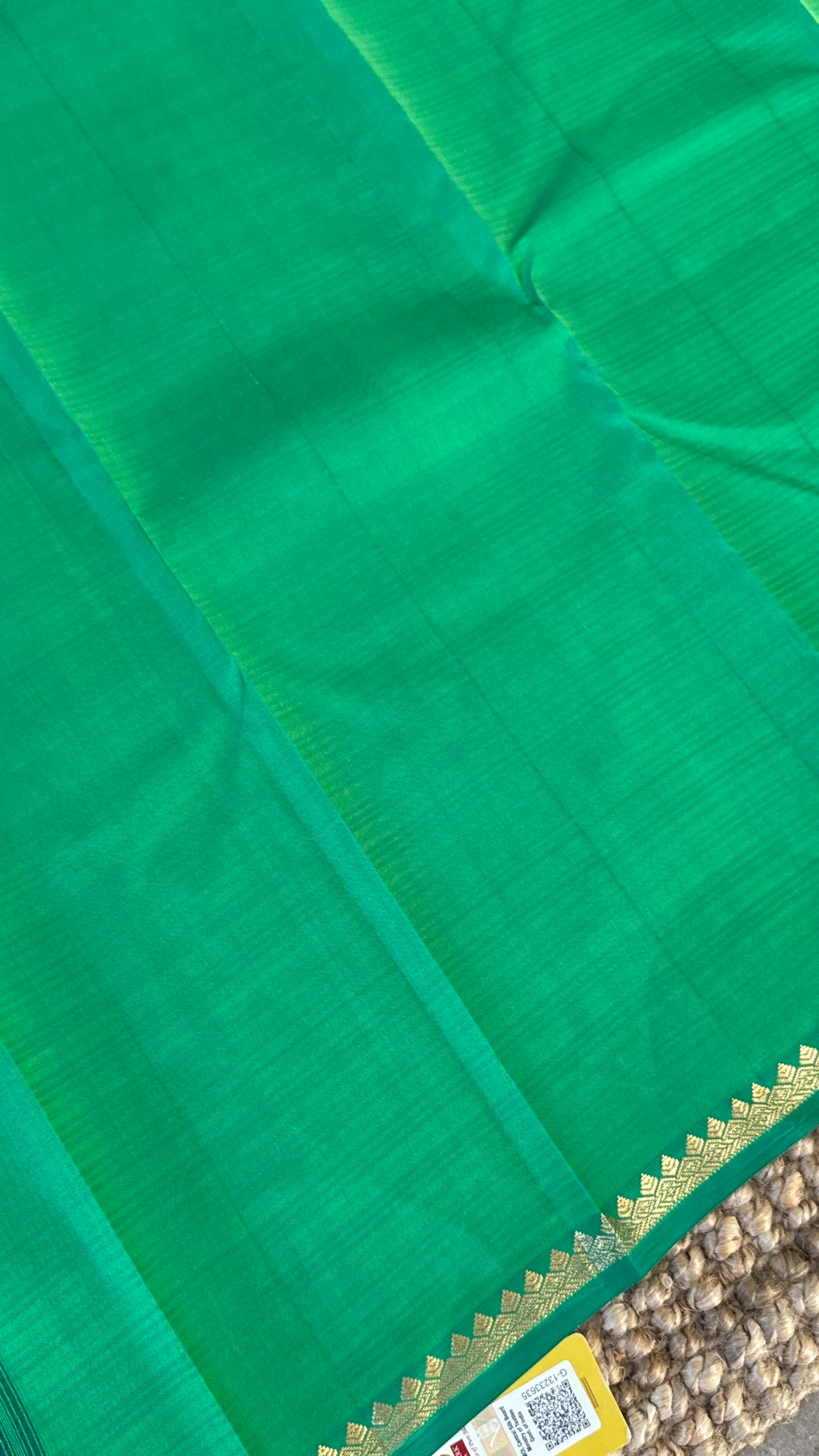 Pure Silk Handwoven Saree – Subtle Rama Green Elegance with Thin Gold Zari Borders