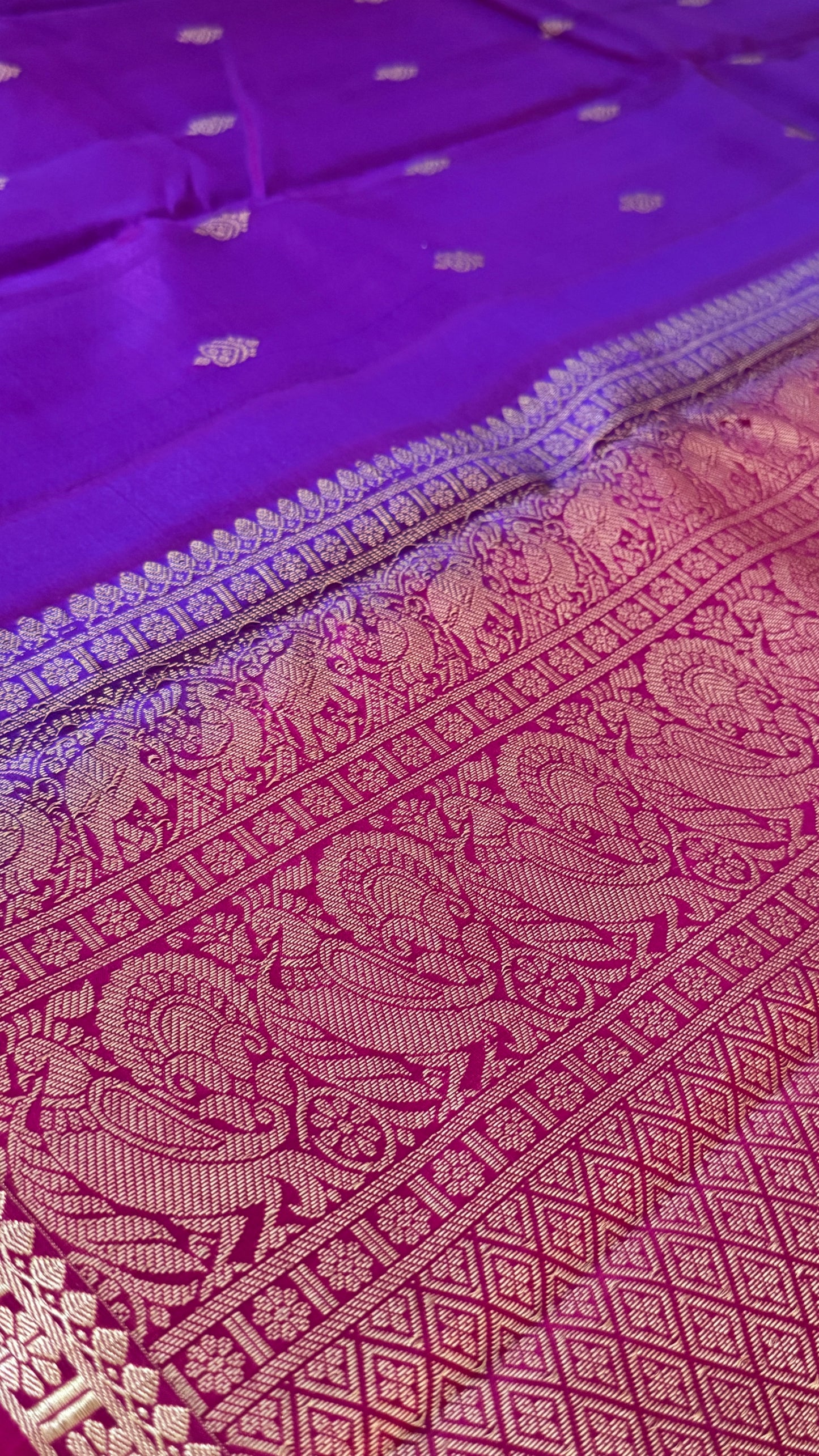 KANJIVARAM PURE SILK HANDLOOM SAREE in Purple and Pink Elegance
