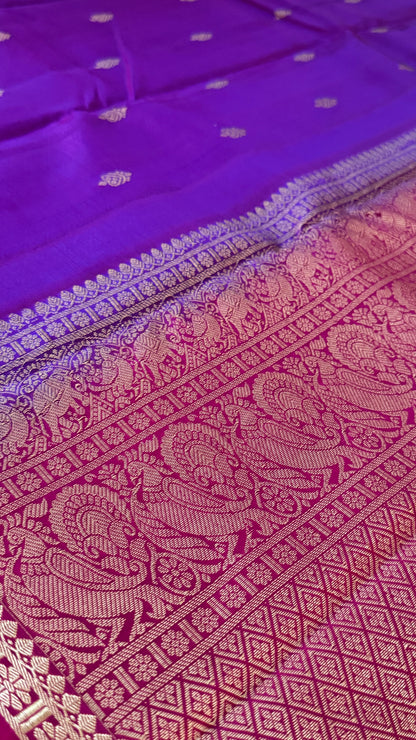 KANJIVARAM PURE SILK HANDLOOM SAREE in Purple and Pink Elegance