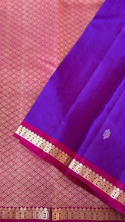 KANJIVARAM PURE SILK HANDLOOM SAREE in Purple and Pink Elegance