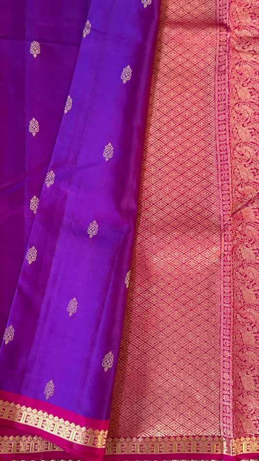 KANJIVARAM PURE SILK HANDLOOM SAREE in Purple and Pink Elegance
