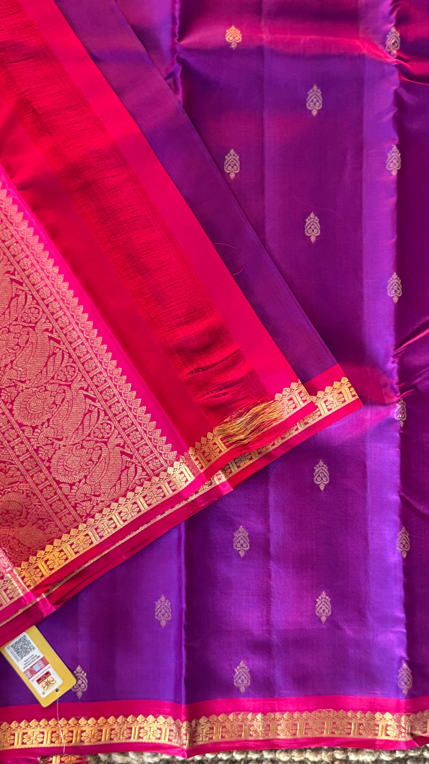 KANJIVARAM PURE SILK HANDLOOM SAREE in Purple and Pink Elegance