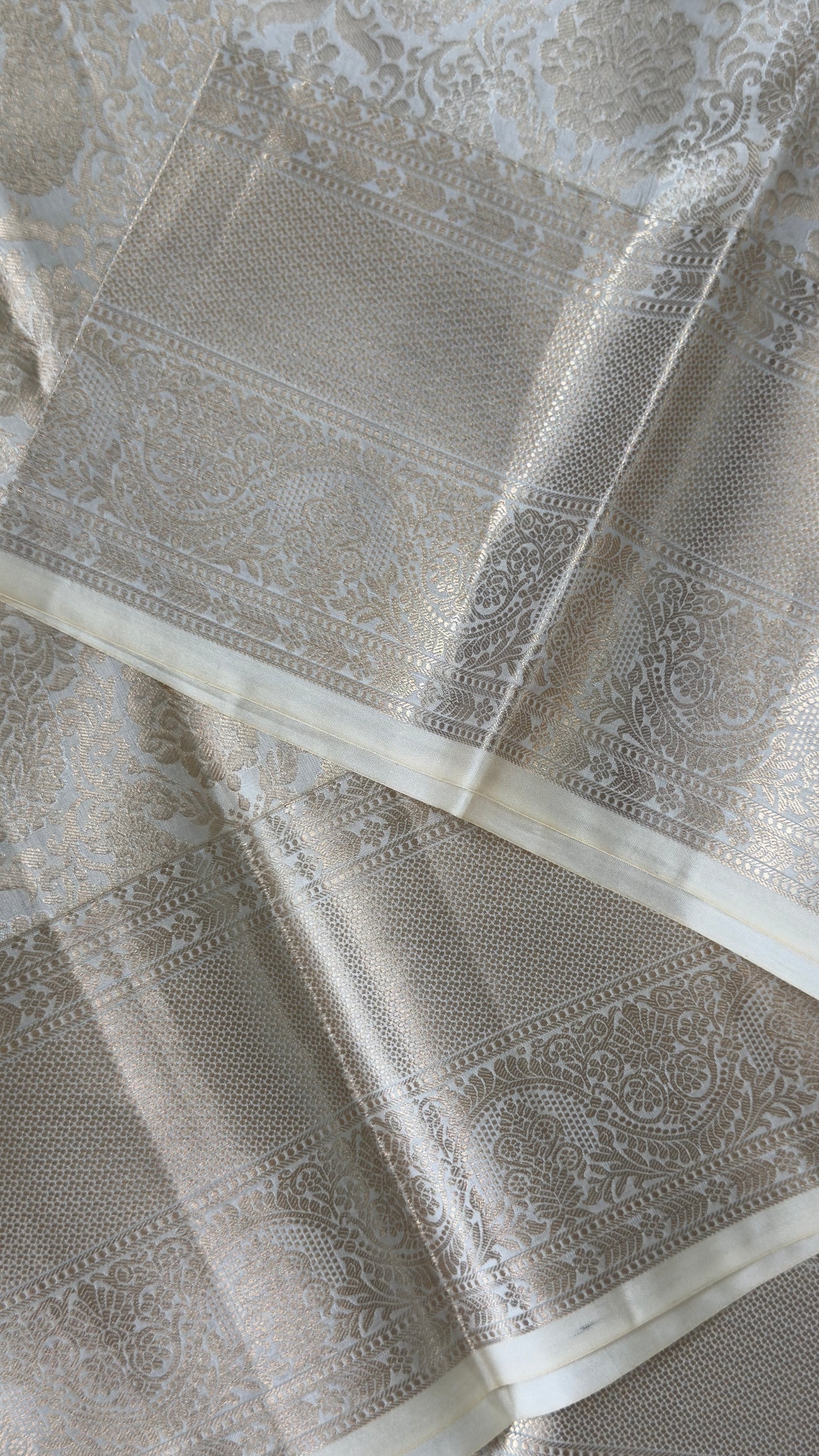 KANJIVARAM PURE SILK SAREE – Fully Brocade Saree in Half White