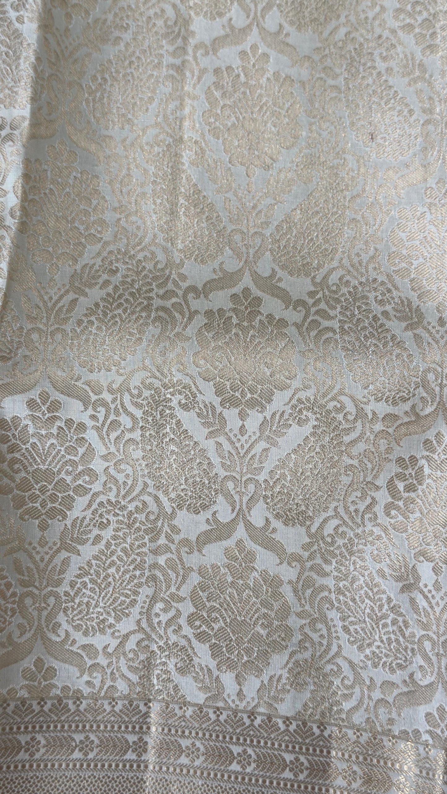 KANJIVARAM PURE SILK SAREE – Fully Brocade Saree in Half White