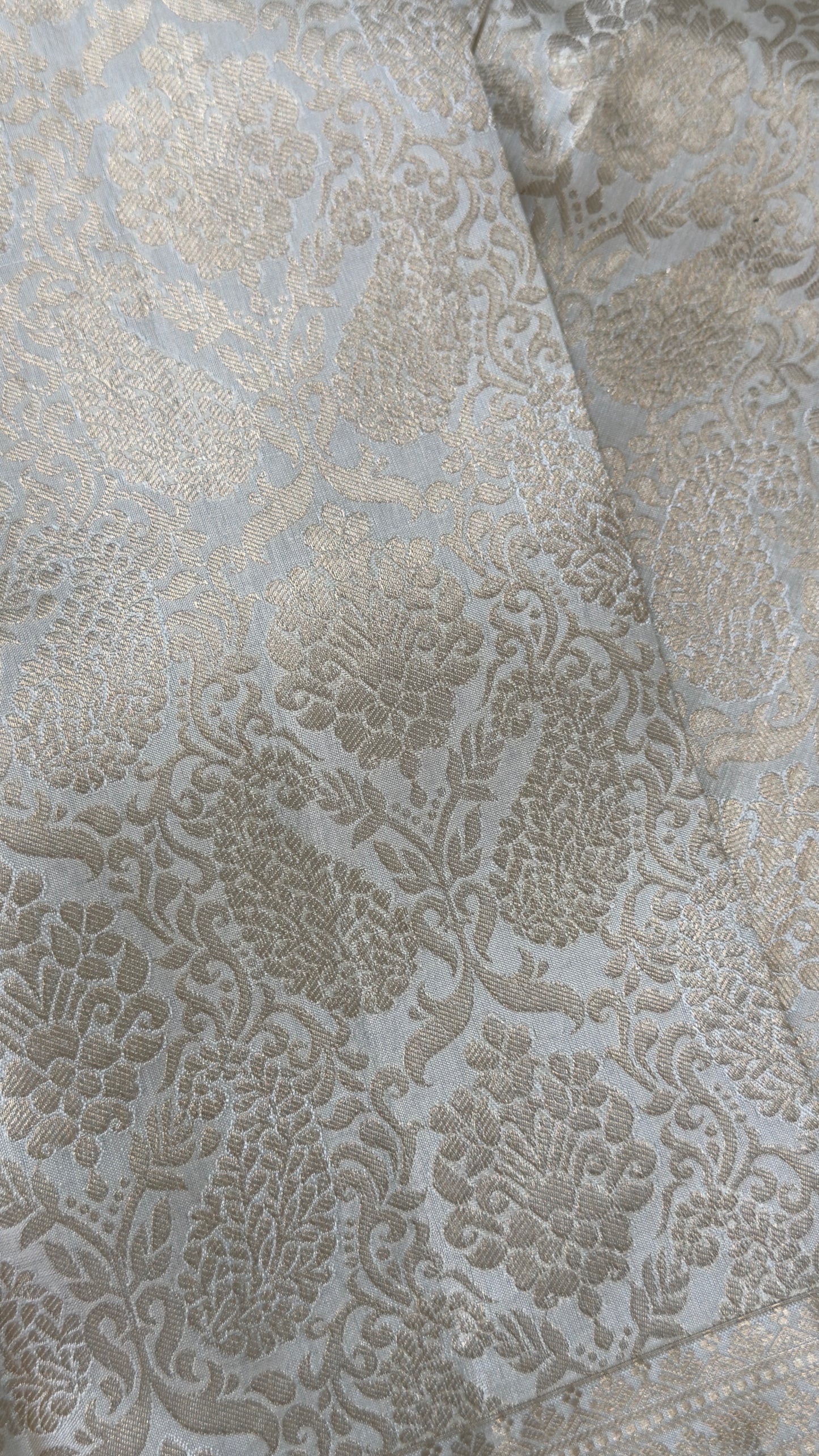 KANJIVARAM PURE SILK SAREE – Fully Brocade Saree in Half White