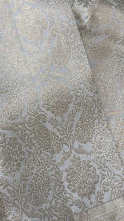 KANJIVARAM PURE SILK SAREE – Fully Brocade Saree in Half White