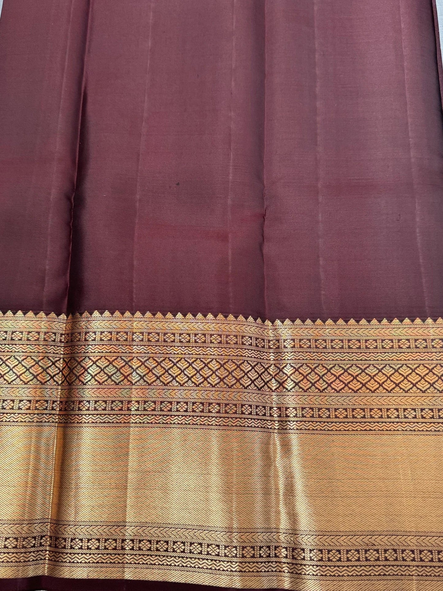 KANJIVARAM PURE SILK SAREE in Grey and contrast COFFEE Brown border