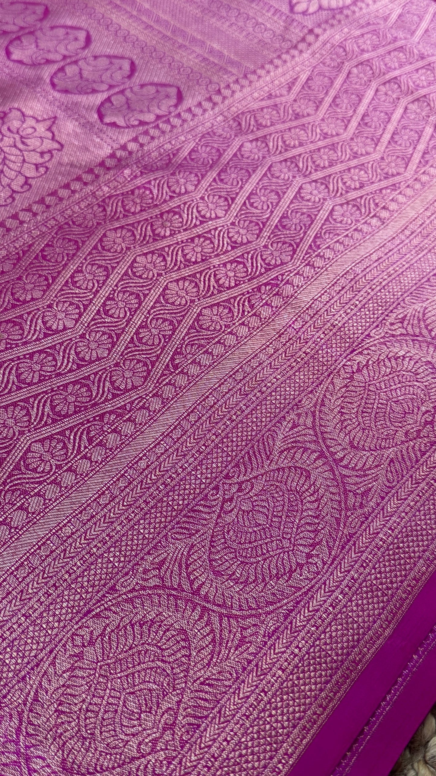 PURE TISSUE KANJIVARAM SILK HANDLOOM SAREE – BLUISH GREY WITH PINK - GOLD BORDER