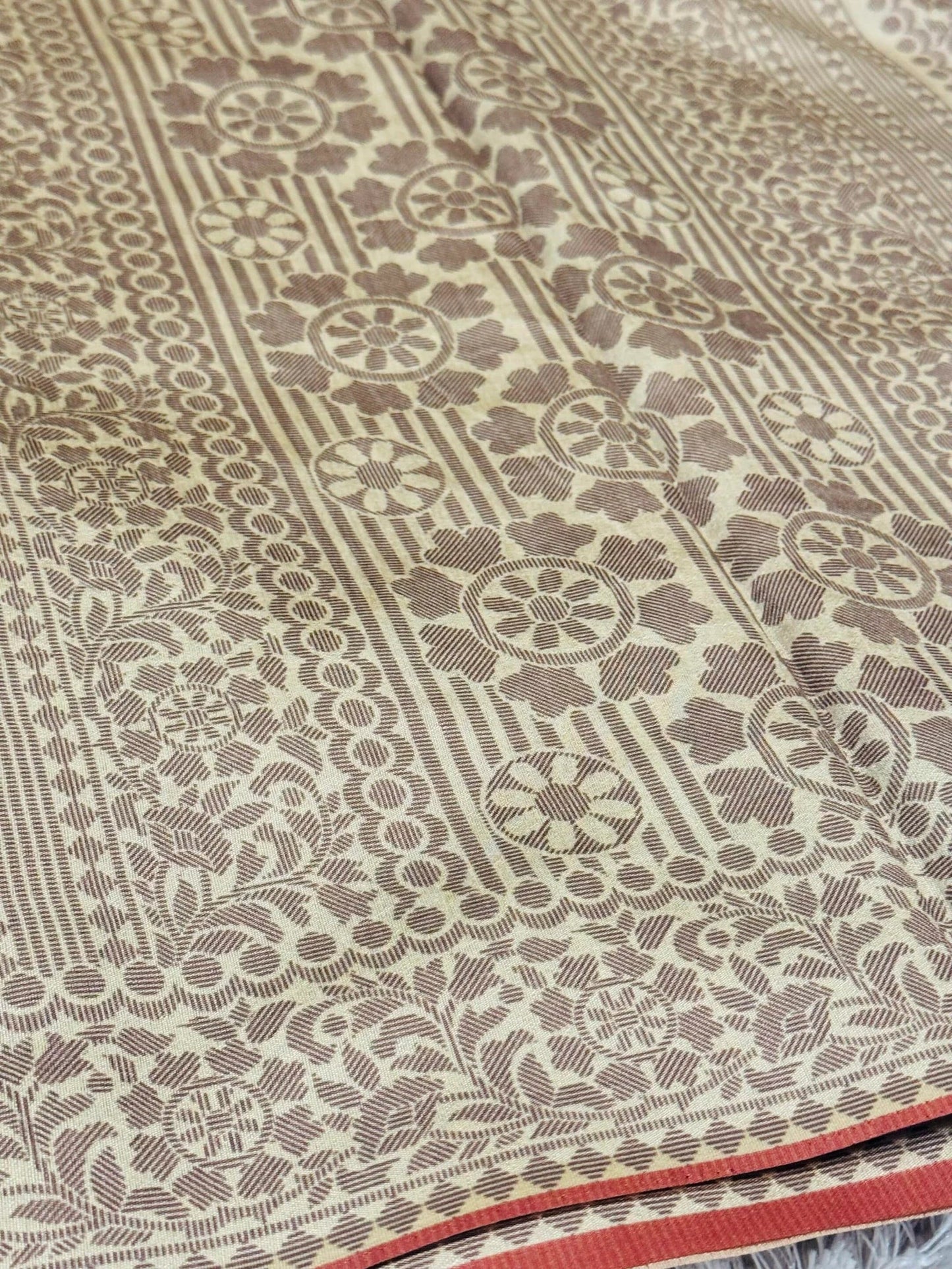 Handloom Semi – Tussar Raw silk embroidered saree – Peach
