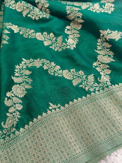 Pure Georgette Silk Banarasi Saree – Green