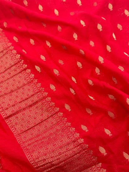 Pure Georgette Silk Banarasi Saree – Green