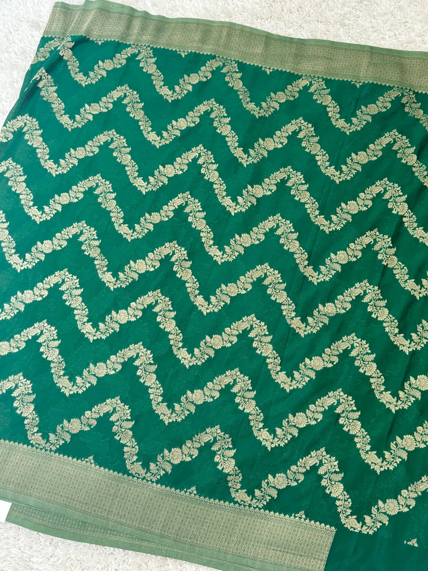 Pure Georgette Silk Banarasi Saree – Green