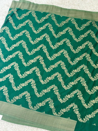 Pure Georgette Silk Banarasi Saree – Green