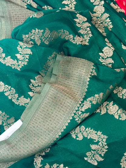 Pure Georgette Silk Banarasi Saree – Green