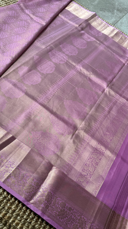 KANJIVARAM PURE SILK SAREE – Fully Brocade Saree in Pinkish Lavender