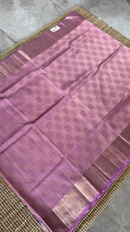 KANJIVARAM PURE SILK SAREE – Fully Brocade Saree in Pinkish Lavender