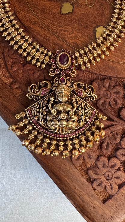 Unique Short Lakshmi Temple Necklace Jewellery Set with Jhumka