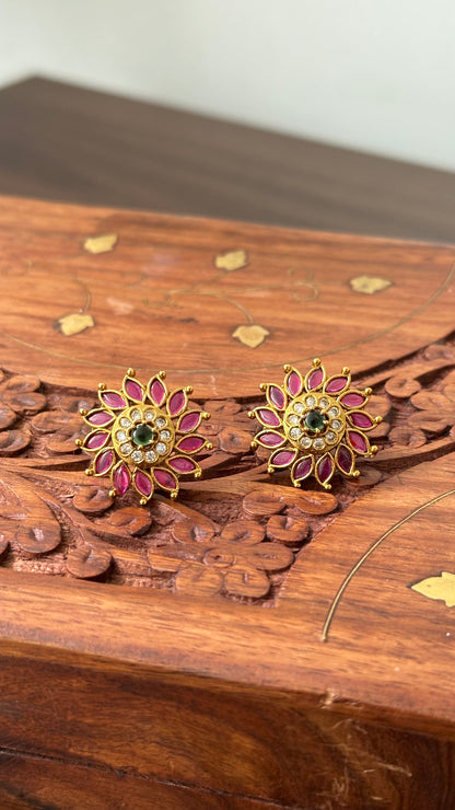 Ruby Gold Plated Stud