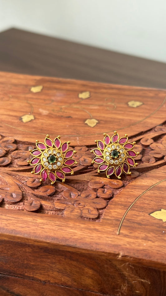 Ruby Gold Plated Stud