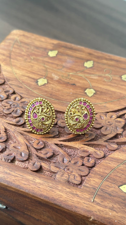 Gold Plated Ruby Stud
