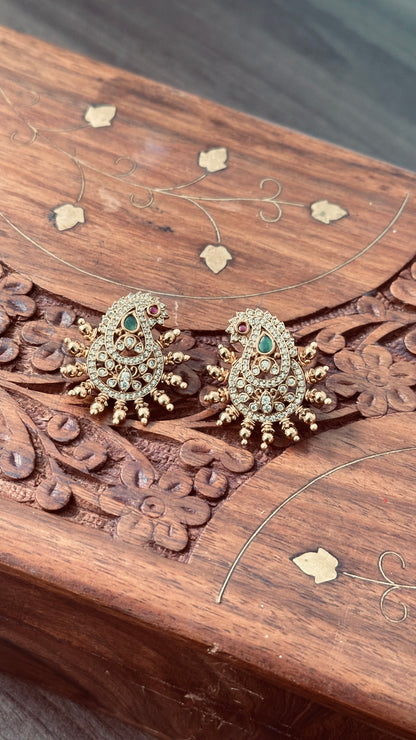 Gold Plated White Stone Stud