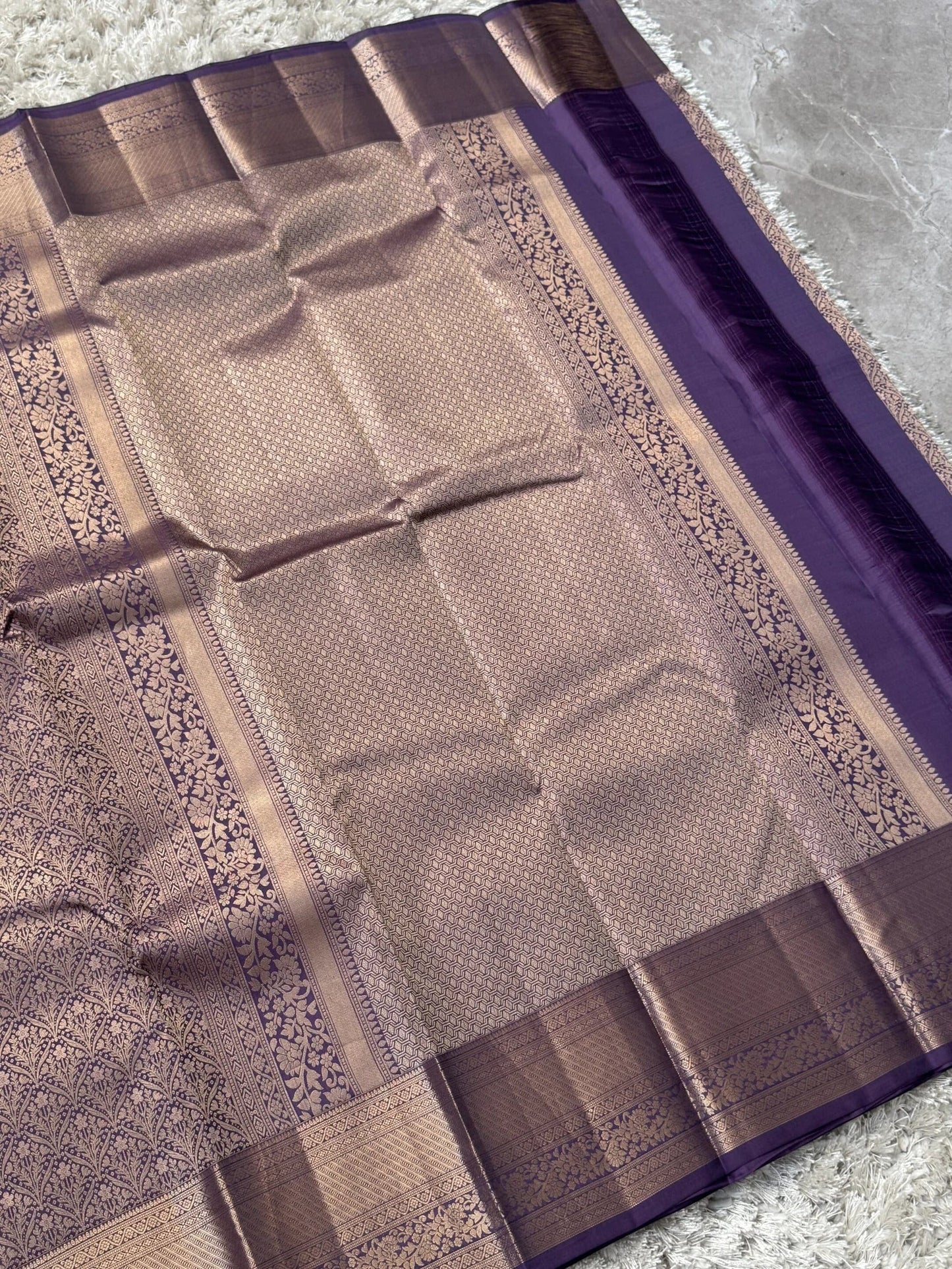 KANJIVARAM PURE SILK SAREE – Fully Brocade Saree in Sage Lavender