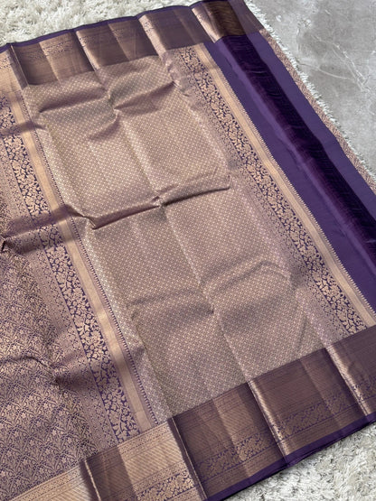 KANJIVARAM PURE SILK SAREE – Fully Brocade Saree in Sage Lavender
