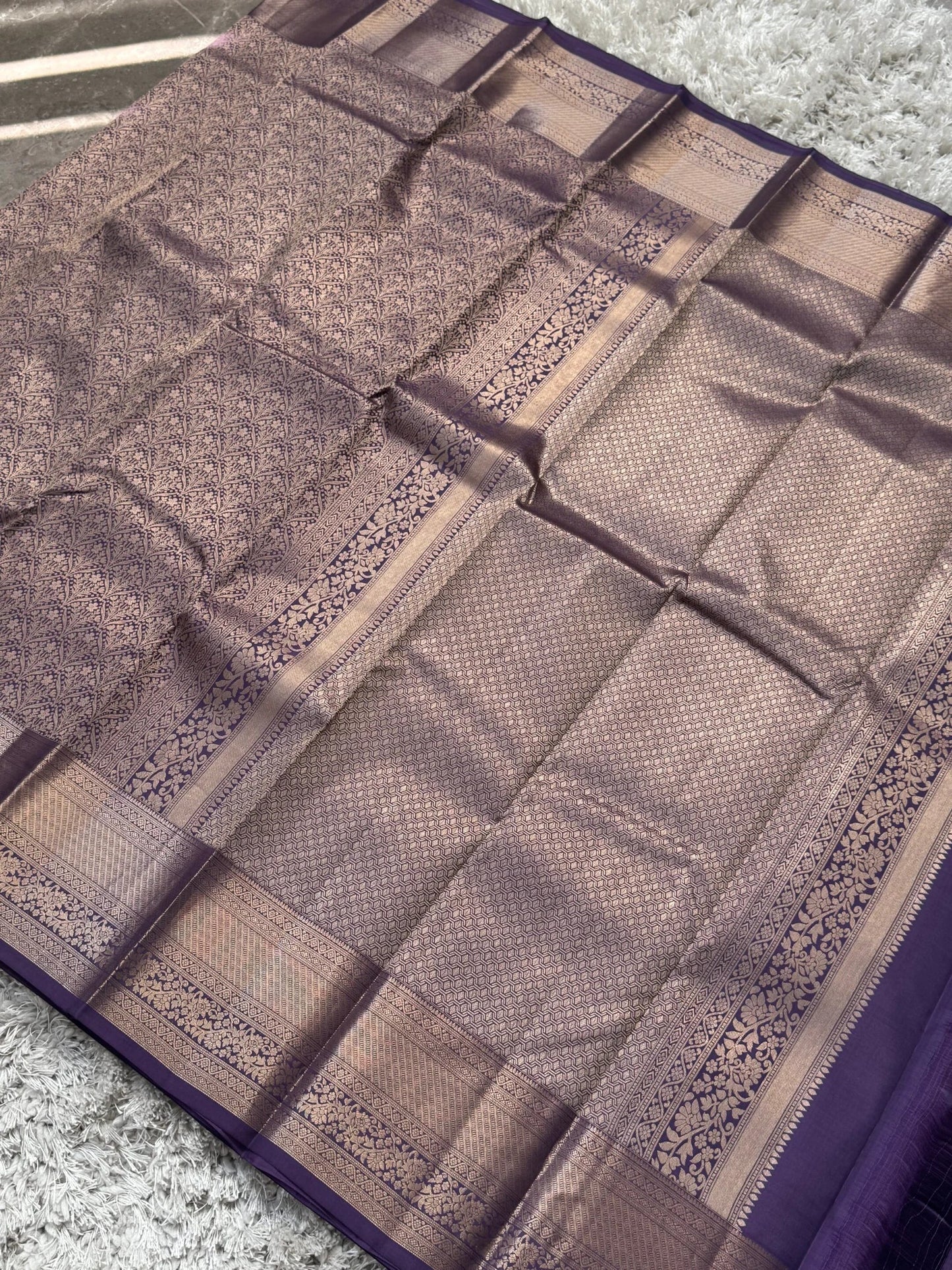 KANJIVARAM PURE SILK SAREE – Fully Brocade Saree in Sage Lavender