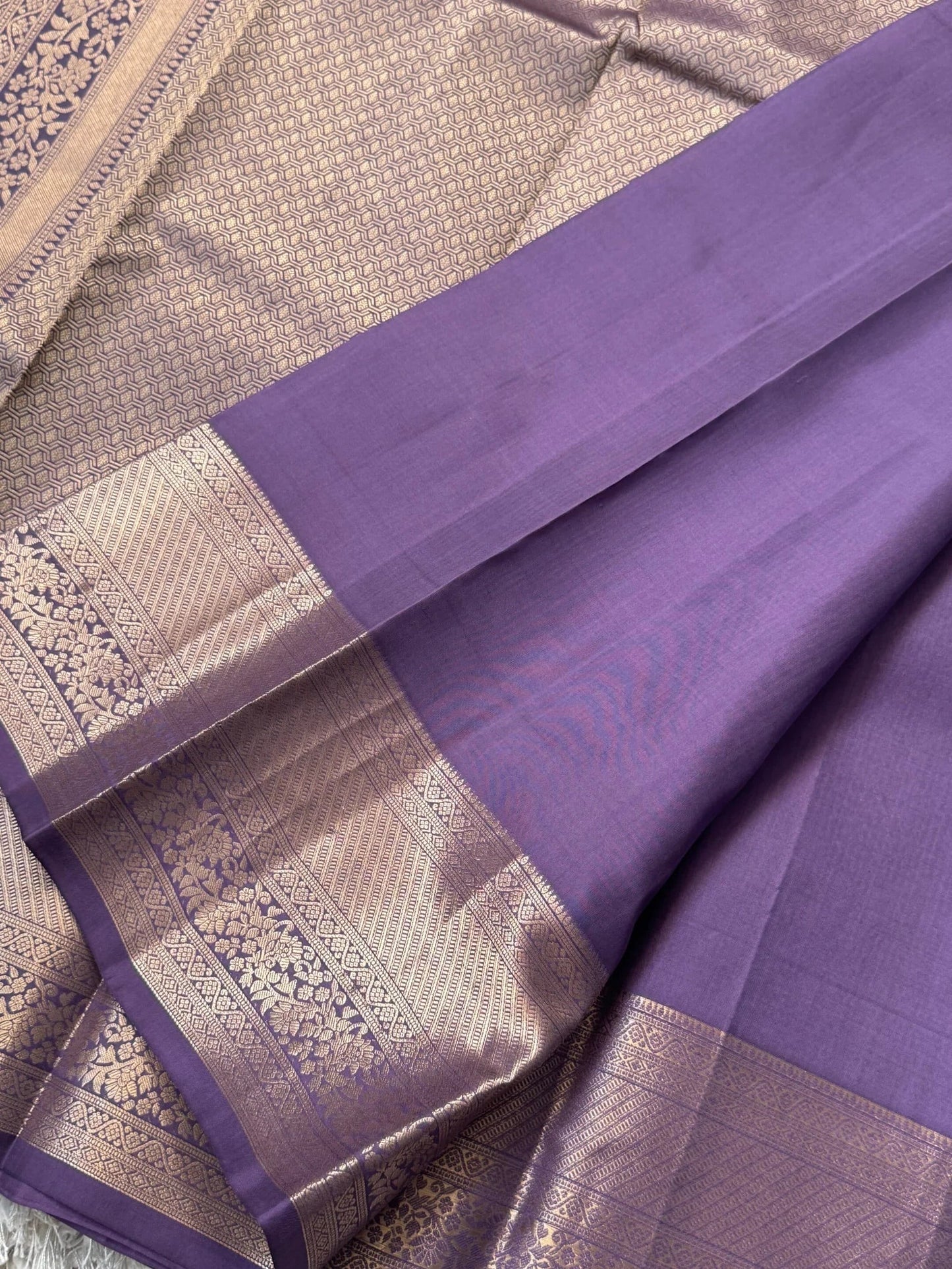 KANJIVARAM PURE SILK SAREE – Fully Brocade Saree in Sage Lavender