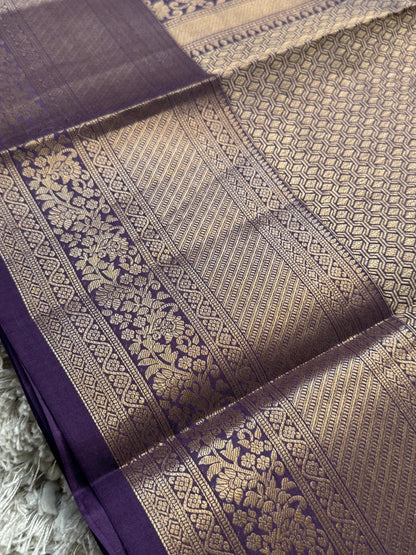 KANJIVARAM PURE SILK SAREE – Fully Brocade Saree in Sage Lavender