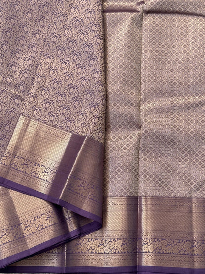 KANJIVARAM PURE SILK SAREE – Fully Brocade Saree in Sage Lavender