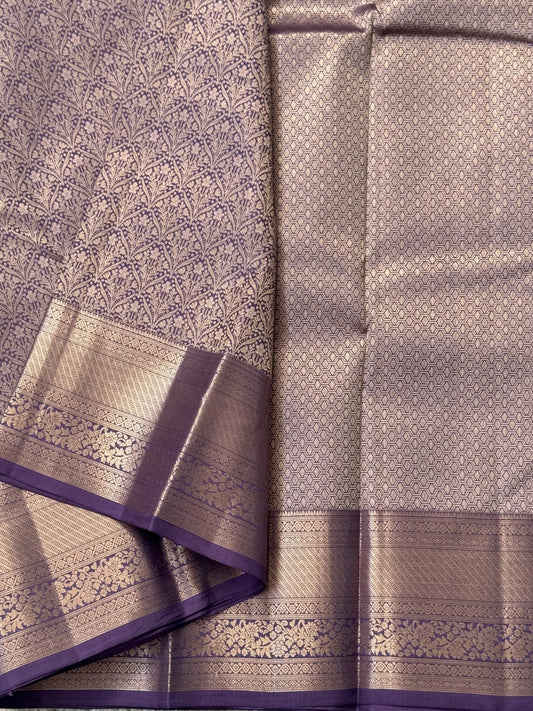 KANJIVARAM PURE SILK SAREE – Fully Brocade Saree in Sage Lavender