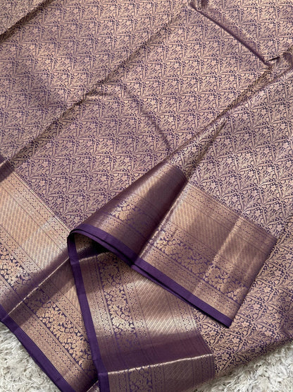 KANJIVARAM PURE SILK SAREE – Fully Brocade Saree in Sage Lavender