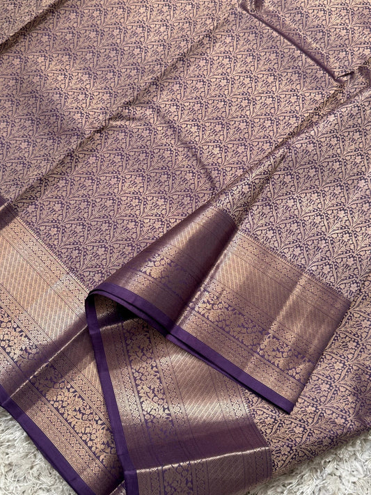 KANJIVARAM PURE SILK SAREE – Fully Brocade Saree in Sage Lavender