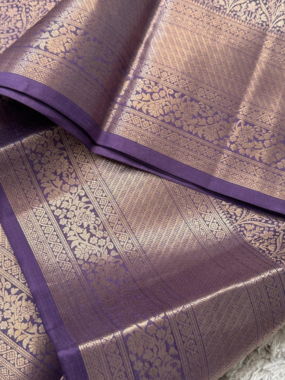 KANJIVARAM PURE SILK SAREE – Fully Brocade Saree in Sage Lavender