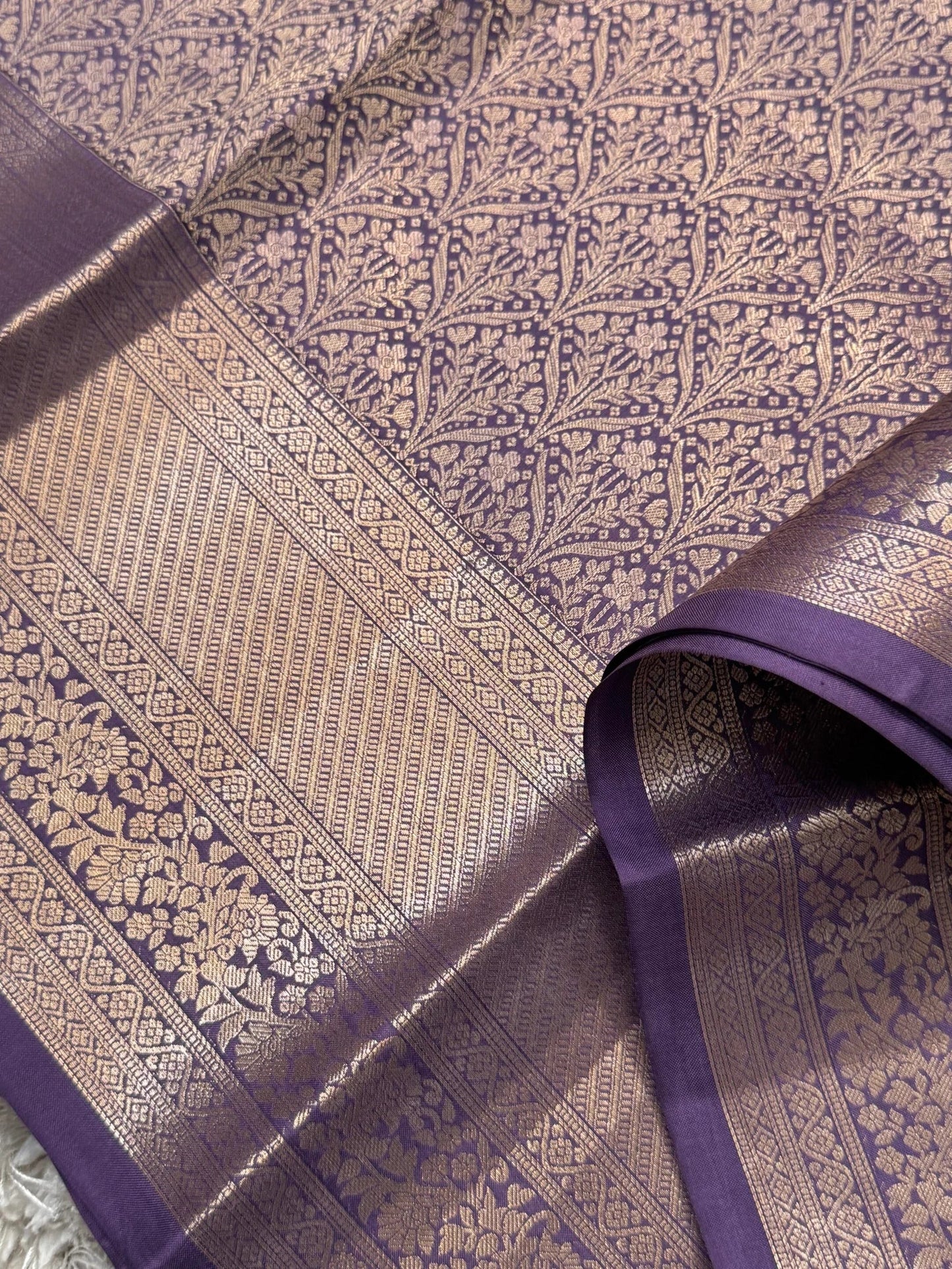 KANJIVARAM PURE SILK SAREE – Fully Brocade Saree in Sage Lavender