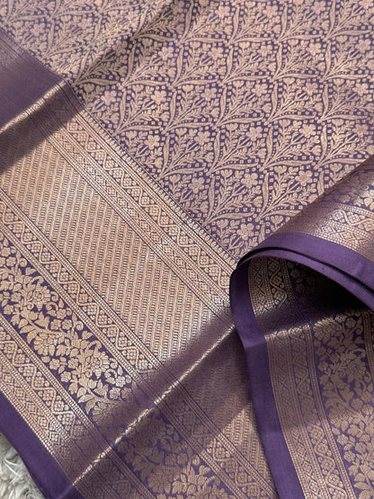 KANJIVARAM PURE SILK SAREE – Fully Brocade Saree in Sage Lavender