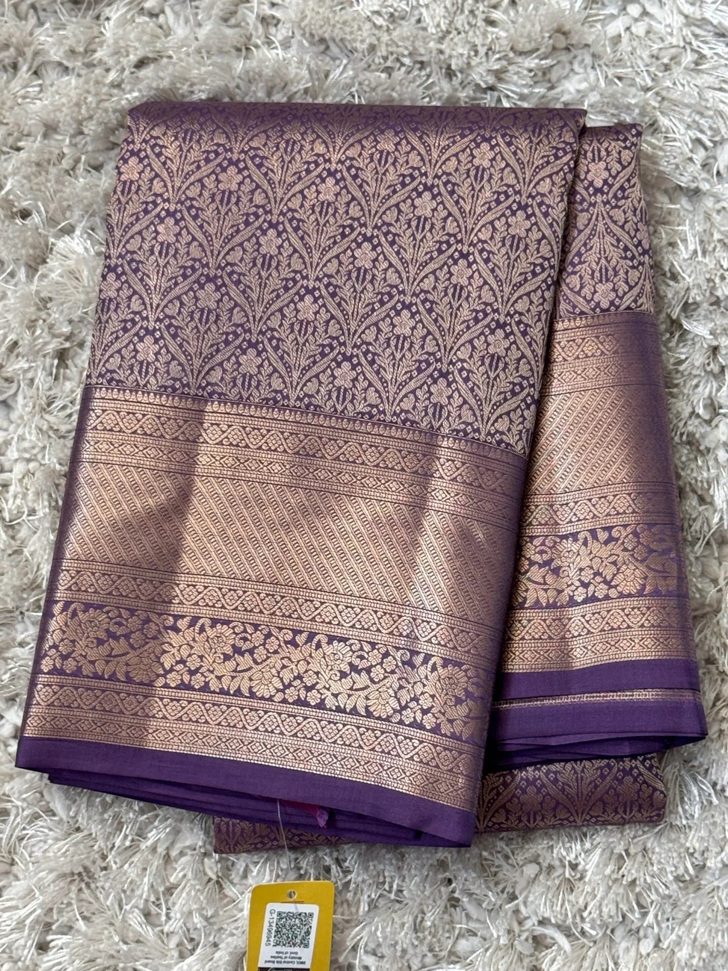 KANJIVARAM PURE SILK SAREE – Fully Brocade Saree in Sage Lavender
