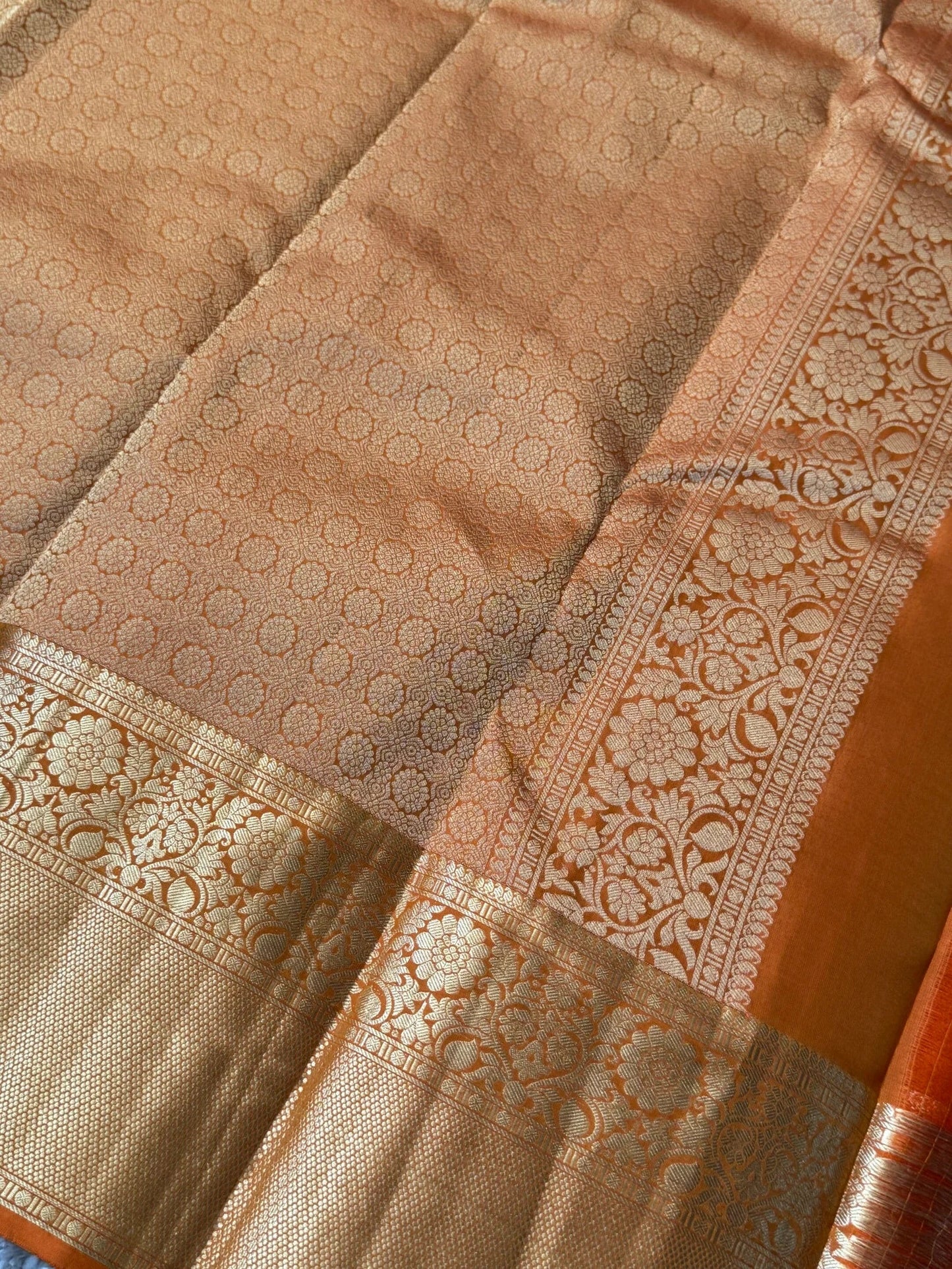 KANJIVARAM PURE SILK SAREE – Fully Brocade Saree in Orange