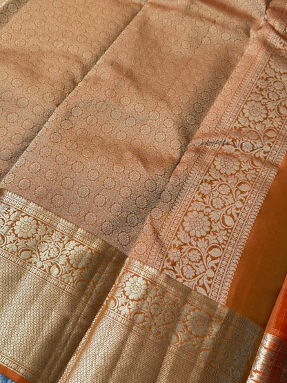 KANJIVARAM PURE SILK SAREE – Fully Brocade Saree in Orange