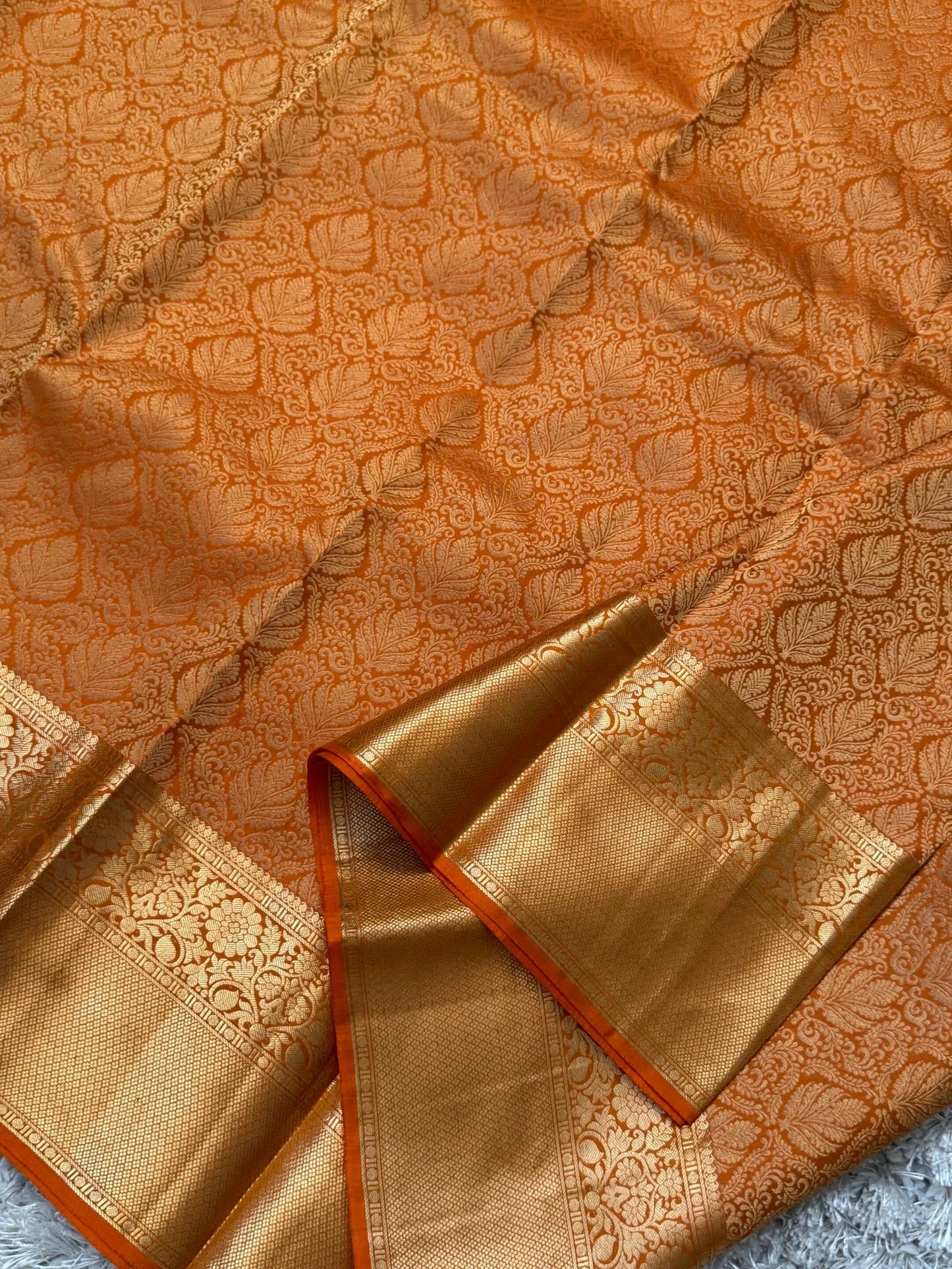 KANJIVARAM PURE SILK SAREE – Fully Brocade Saree in Orange