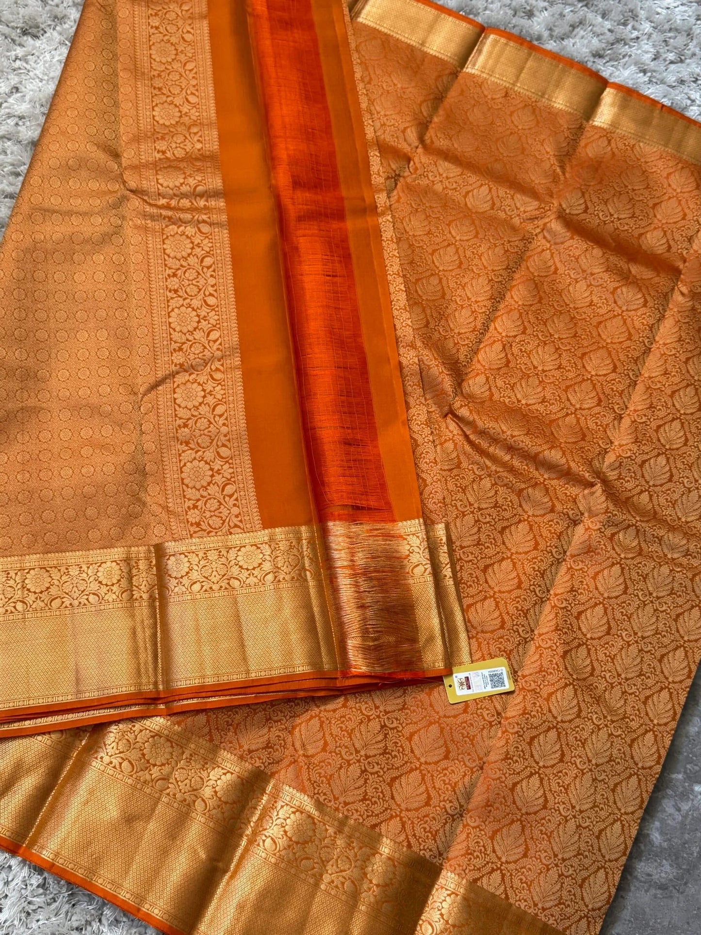 KANJIVARAM PURE SILK SAREE – Fully Brocade Saree in Orange
