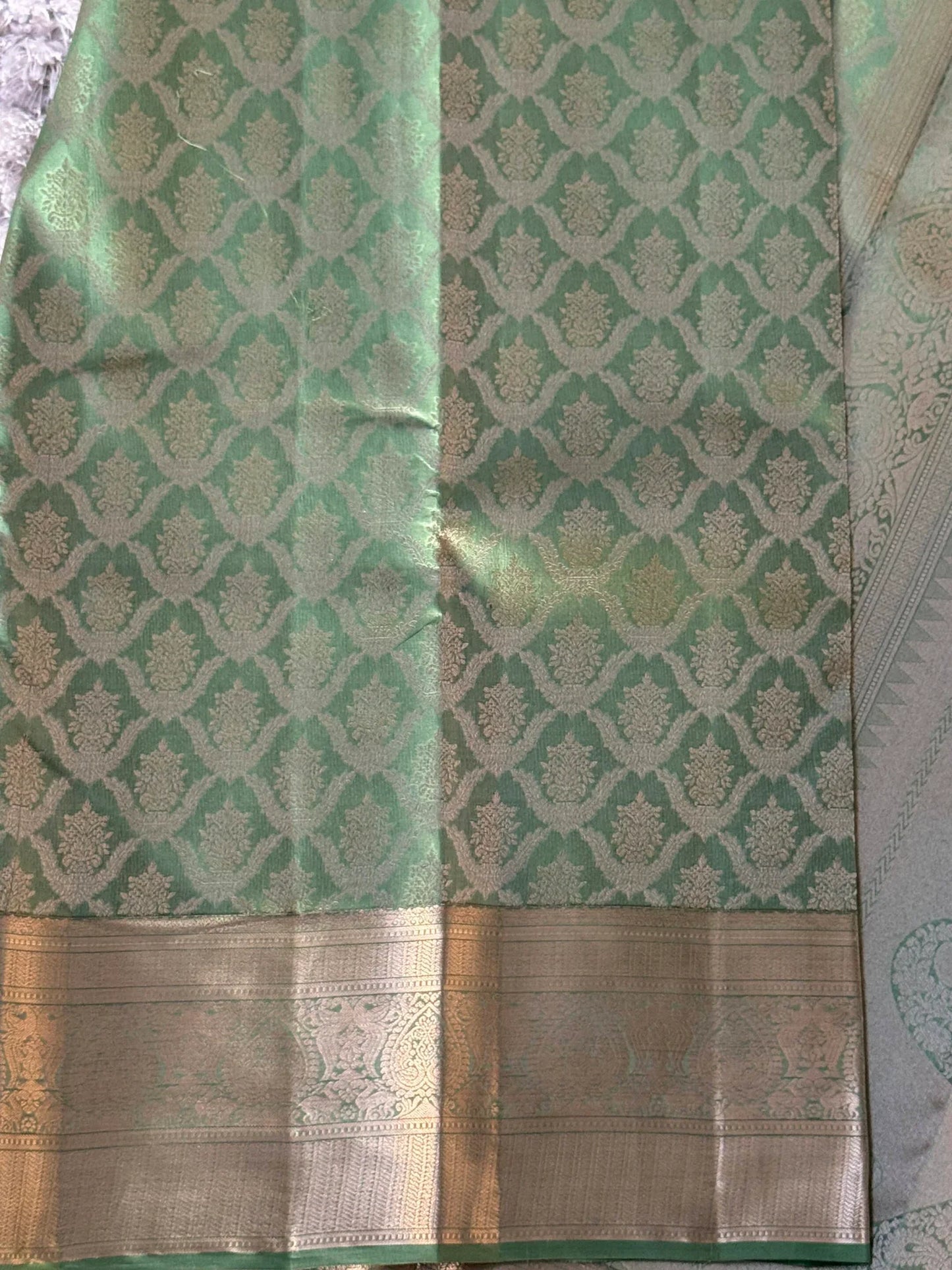 KANJIVARAM PURE SILK SAREE – Fully Brocade Saree in Sage Green
