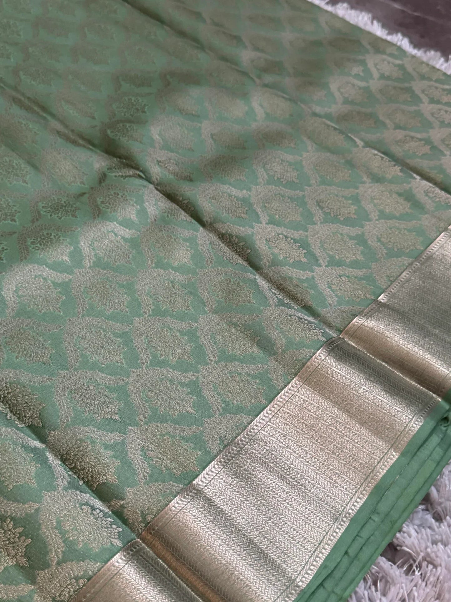 KANJIVARAM PURE SILK SAREE – Fully Brocade Saree in Sage Green